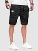 Short Bermudas en Couleur Unie à Cordon avec Multi-Poches L Noir