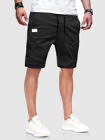 Short Bermudas en Couleur Unie à Cordon avec Multi-Poches M Noir