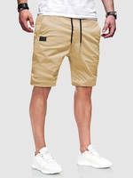 Short Bermudas en Couleur Unie à Cordon avec Multi-Poches S Deep yellow