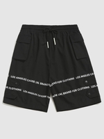 Short Cargo à Imprimé Lettre à Cordon Streetwear S Noir