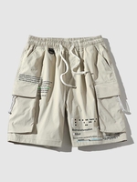 Short Cargo à Imprimé Lettre avec Poche à Cordon de Serrage Streetwear L Blanc chaud