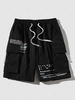 Short Cargo à Imprimé Lettre avec Poche à Cordon de Serrage Streetwear L Noir