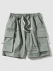 Short Cargo à Imprimé Lettre avec Poche à Cordon de Serrage Streetwear L Vert noisette