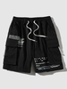 Short Cargo à Imprimé Lettre avec Poche à Cordon de Serrage Streetwear Xl Noir
