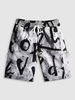 Short Cargo à Lettre Graffitis Esthétique Y2K L Bleu clair