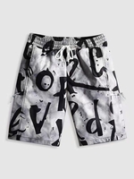 Short Cargo à Lettre Graffitis Esthétique Y2K L Bleu clair