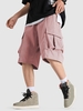 Short Cargo Décontracté en Couleur Unie avec Multi-Poches M Rose clair