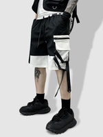 Short Cargo en Blocs de Couleurs à Cordon S Noir
