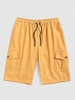 Short Cargo en Couleur Unie à Cordon avec Poches M Deep yellow