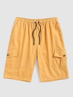 Short Cargo en Couleur Unie à Cordon avec Poches M Deep yellow