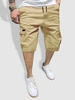 Short Cargo en Couleur Unie avec Multi-poches S Café lumière