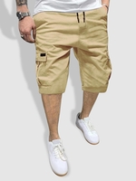 Short Cargo en Couleur Unie avec Multi-poches S Café lumière