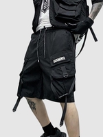 Short Cargo Lettre Patch à Cordon L Noir