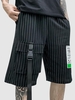 Short Cargo Rayé Lettre de Patch L Noir