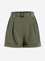 Short Ceinturé Boutonné Ceinturé avec Poche à Jambe Large Xl Vert