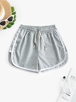 Short Dauphin Taille à Cordon avec Passepoil Taille unique Gris