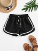 Short Dauphin Taille à Cordon avec Passepoil Taille unique Noir