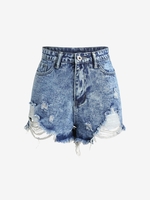 Short Déchiré Coupé en Denim S Bleu