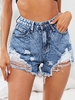 Short Déchiré Coupé en Denim Xs Bleu