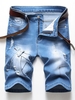 Short Déchiré Décoré Jointif en Denim 38 Bleu toile de jean