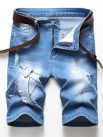 Short Déchiré Décoré Jointif en Denim 38 Bleu toile de jean