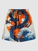 Short Décontracté à Imprimé Dragon et Soleil à Cordon Xl Bleu bleuet