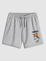 Short Décontracté à Imprimé Lettre Ours à Cordon M Gris clair
