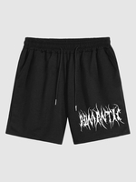 Short Décontracté à Imprimé Lettre ROMANTIC à Cordon Xl Noir