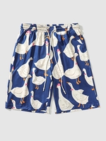 Short Décontracté à Imprimé Oie de Dessin Animé avec Cordon de Serrage Xl Bleu profond