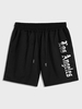 Short Décontracté à Lettre LOS ANGELES Style Gothique à Cordon M Noir