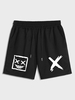 Short Décontracté Carré à Imprimé Visage à Cordon Streetwear M Noir