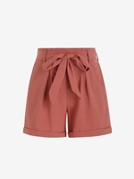 Short Décontracté Ceinturé en Couleur Unie L Rouge