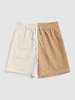Short Décontracté en Velours Côtelé en Deux Couleurs à Cordon S Beige