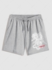 Short Décontracté Motif de Dragon Style Chinois à Cordon S Gris clair
