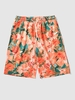 Short Décontracté Rétro à Imprimé Floral à Cordon L Orange