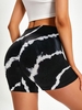 Short de Gym de Yoga Rayé sans Couture à Taille Haute M Noir