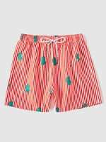 Short de Plage à Imprimé Ancre et Cactus avec Poche à Cordon M Orange