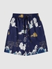 Short de Plage à Imprimé Grue et Nuage à Cordon Xl Bleu marine