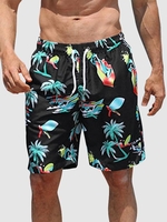 Short de Plage à Imprimé Palmier Tropical avec Poche à Cordon Xl Noir