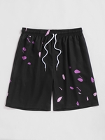Short de Plage à Imprimé Pois avec Poches à Cordon L Noir