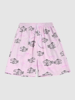 Short de Plage à Imprimé Poisson Dessin Animé à Cordon Xl Rose clair