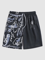 Short de Plage à Imprimé Roses Abstraites 2xl Noir