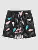Short de Plage à Imprimé Tropical Ananas à Cordon Xl Noir