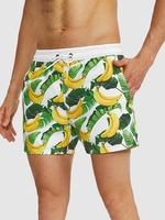 Short de Plage Banane à Imprimé Feuille Tropicale à Séchage Rapide L Multi a