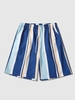 Short de Plage Décontracté à Imprimé Rayure à Cordon M Bleu marine