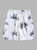 Short de Plage de Vacances à Imprimé Arbre de Palmier S Blanc