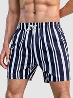 Short de Plage de Vacances à Rayure Verticale avec Poche Design L Bleu profond