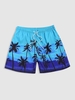 Short de Plage Hawa en à Imprimé Palmier Noix de Coco à Cordon Xxl Bleu
