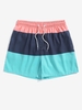Short de Plage Large Rayé en Blocs de Couleurs S Bleu profond