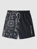 Short de Plage Motif de Cachemire à Cordon S Noir
